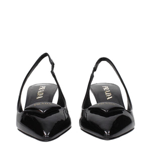 Schwarze Leder-Pumps mit mittlerem Absatz