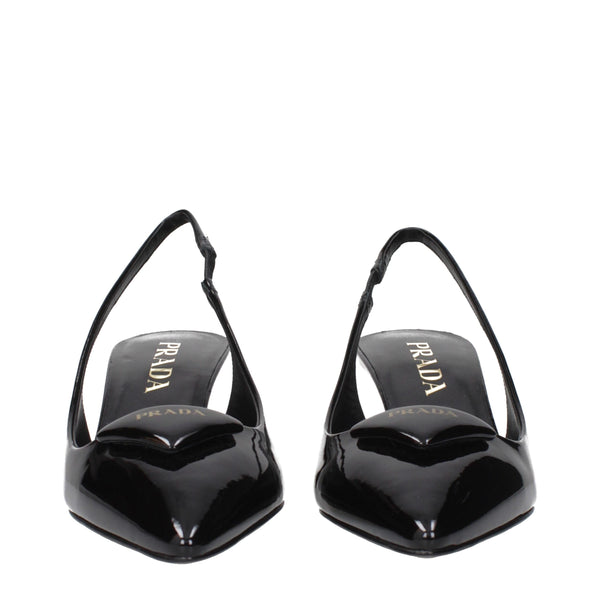 Schwarze Leder-Pumps mit mittlerem Absatz