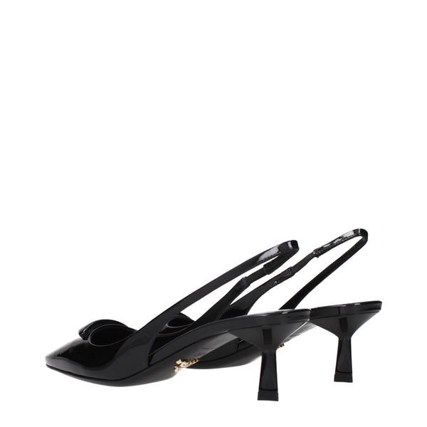 Schwarze Leder-Pumps mit mittlerem Absatz