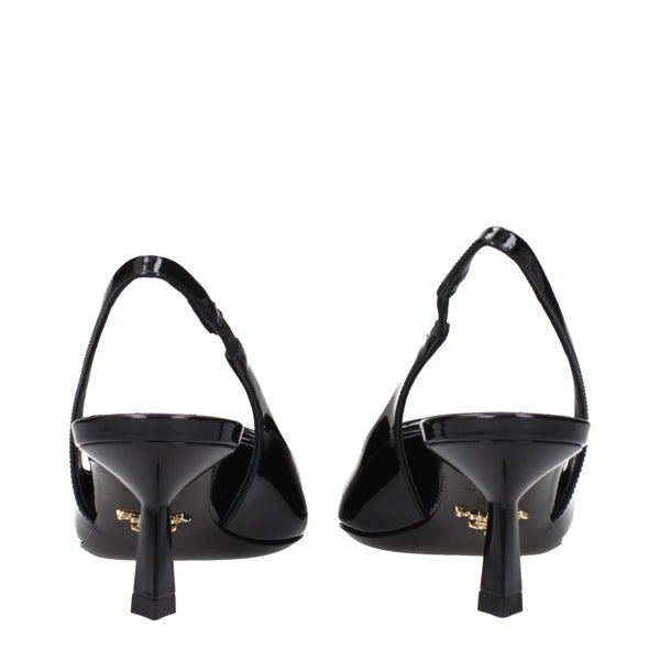 Schwarze Leder-Pumps mit mittlerem Absatz