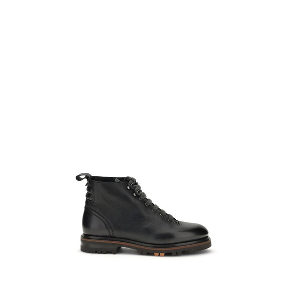 Schwarze Kalbshaut Bos Taurus Schnürstiefel