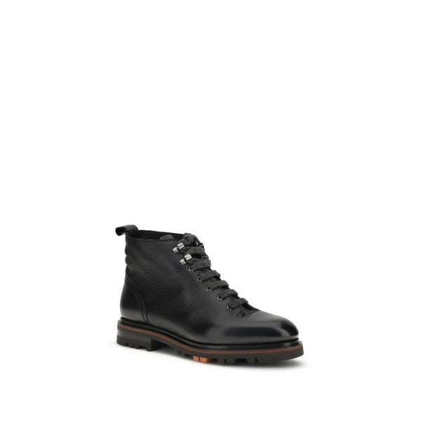 Schwarze Kalbshaut Bos Taurus Schnürstiefel