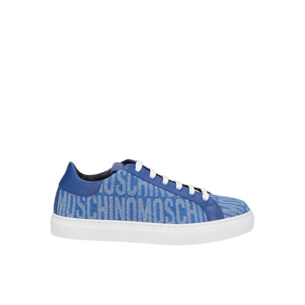 Blaue Leder-Sneakers mit niedrigem Schaft
