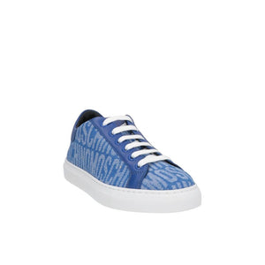 Blaue Leder-Sneakers mit niedrigem Schaft