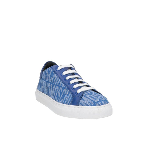 Blaue Leder-Sneakers mit niedrigem Schaft