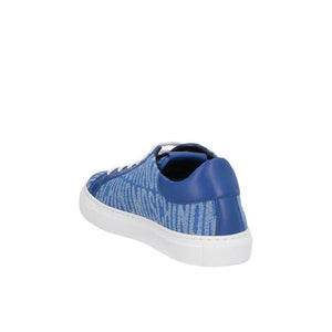 Blaue Leder-Sneakers mit niedrigem Schaft