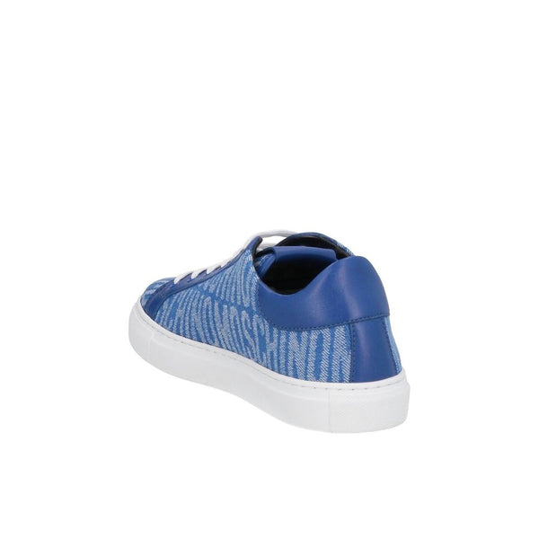 Blaue Leder-Sneakers mit niedrigem Schaft