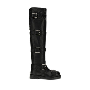 Schwarze Kalbshaut Bos Taurus Schnürstiefel