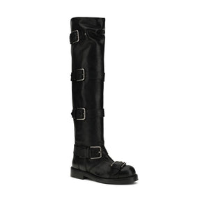Schwarze Kalbshaut Bos Taurus Schnürstiefel