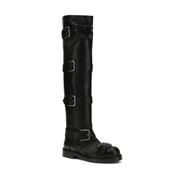 Schwarze Kalbshaut Bos Taurus Schnürstiefel