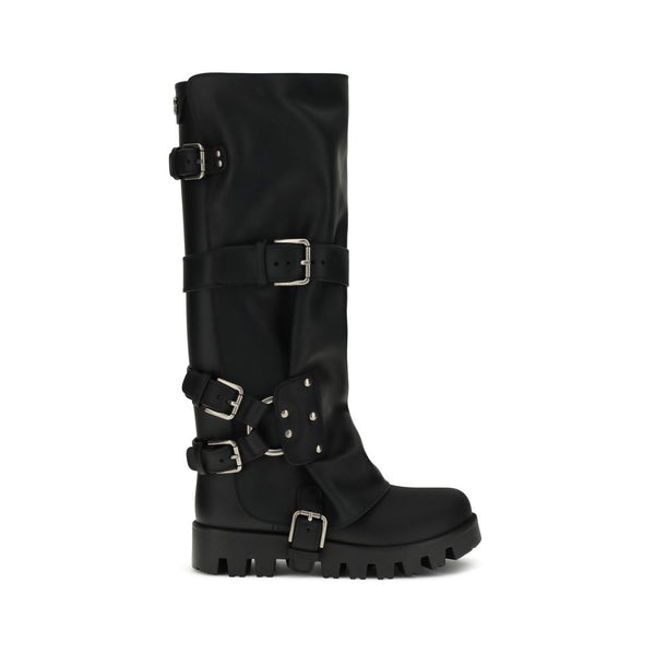 Schwarze Kalbshaut Bos Taurus Schnürstiefel