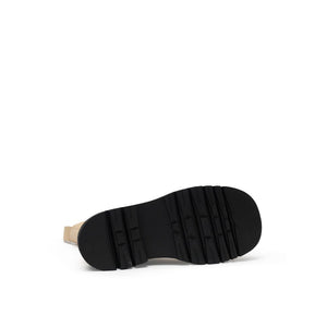 Beigefarbene Chelsea-Stiefel aus Leder