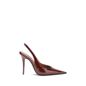 Bordeauxrote Leder-Plateau-Pumps