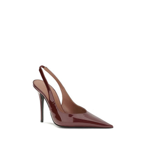 Bordeauxrote Leder-Plateau-Pumps