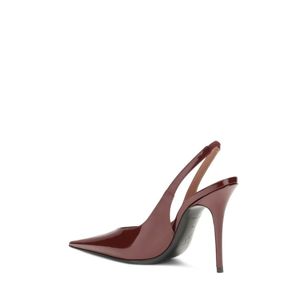 Bordeauxrote Leder-Plateau-Pumps