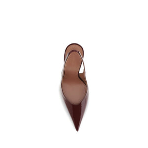 Bordeauxrote Leder-Plateau-Pumps