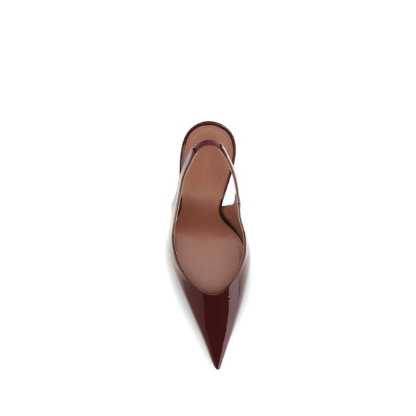 Bordeauxrote Leder-Plateau-Pumps