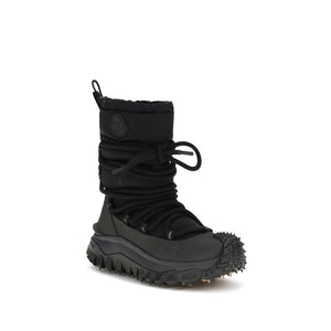 Schwarze Polyamid-Schnürstiefel