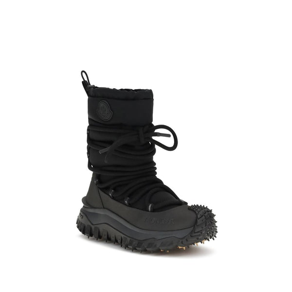 Schwarze Polyamid-Schnürstiefel