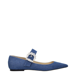 Blaue Stoff-Ballerinas
