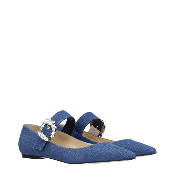 Blaue Stoff-Ballerinas