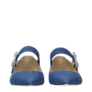 Blaue Stoff-Ballerinas