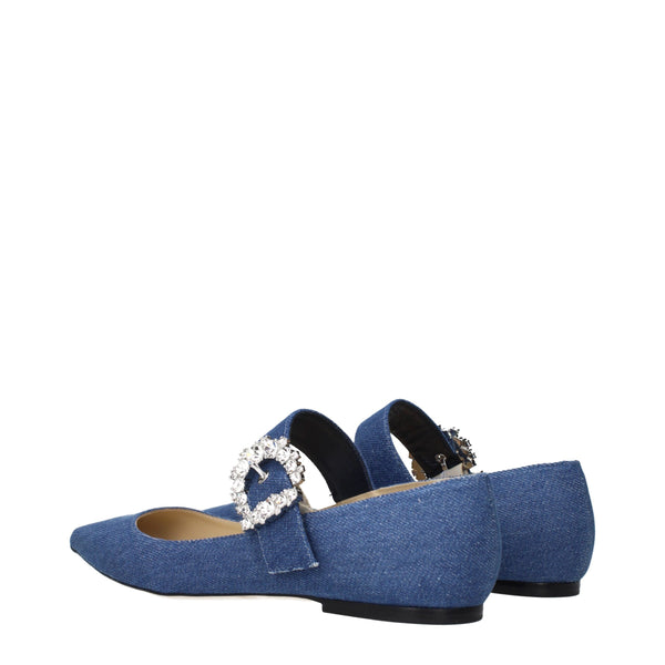 Blaue Stoff-Ballerinas