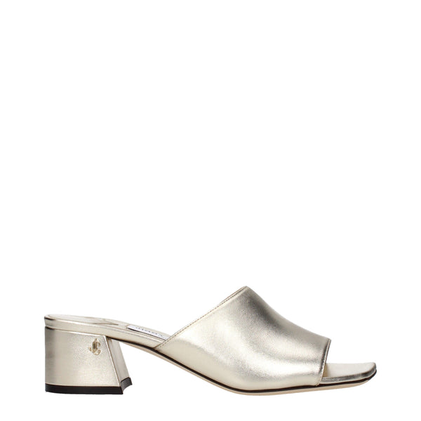 Goldene Leder-Plateau-Sandalen