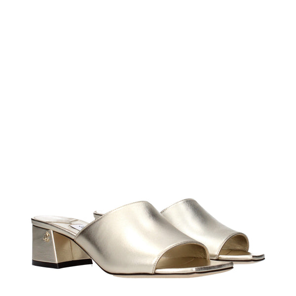 Goldene Leder-Plateau-Sandalen