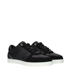 Schwarze Leder-Sneaker mit niedrigem Schaft