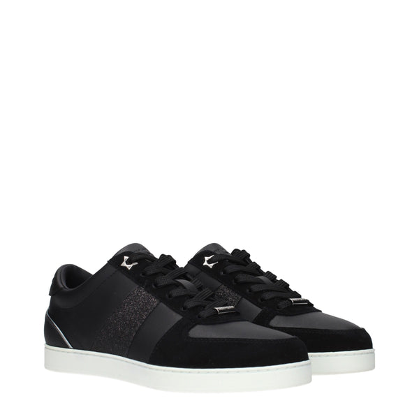 Schwarze Leder-Sneaker mit niedrigem Schaft