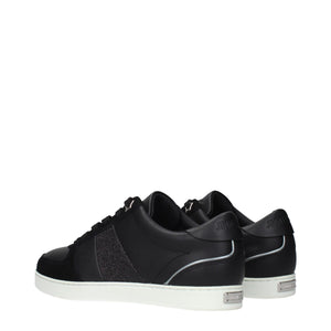 Schwarze Leder-Sneaker mit niedrigem Schaft