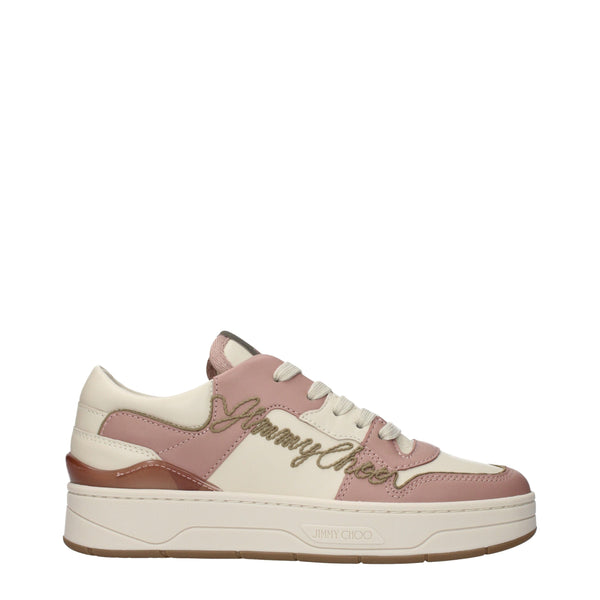 Rosa Leder-Sneaker mit niedrigem Schaft
