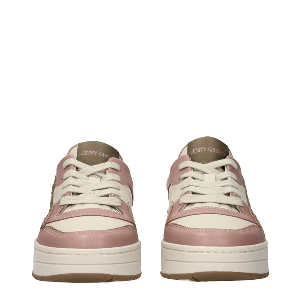 Rosa Leder-Sneaker mit niedrigem Schaft