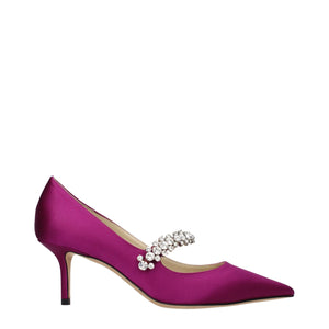 Pinke Satin Pumps mit mittlerem Absatz