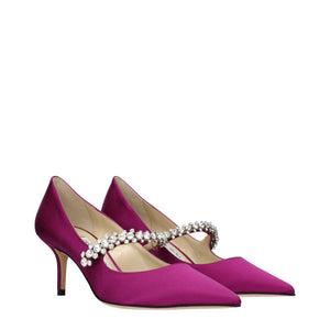 Pinke Satin Pumps mit mittlerem Absatz