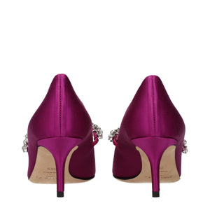 Pinke Satin Pumps mit mittlerem Absatz