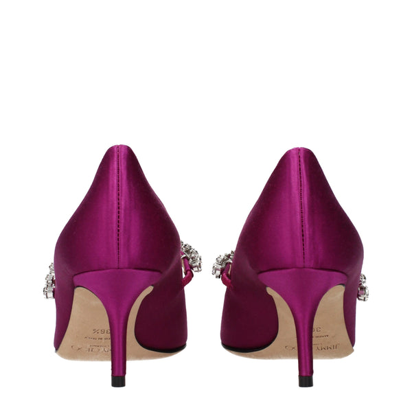Pinke Satin Pumps mit mittlerem Absatz