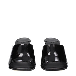 Schwarze Ledersandalen mit Plateau