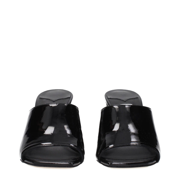 Schwarze Ledersandalen mit Plateau
