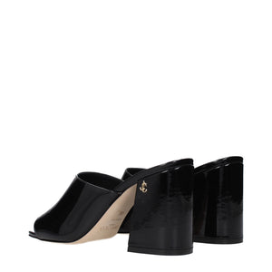 Schwarze Ledersandalen mit Plateau