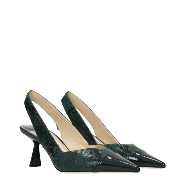 Grüne Lederpumps