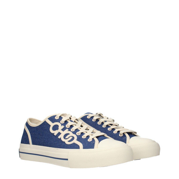 Blaue Stoff-Sneaker mit niedrigem Schaft