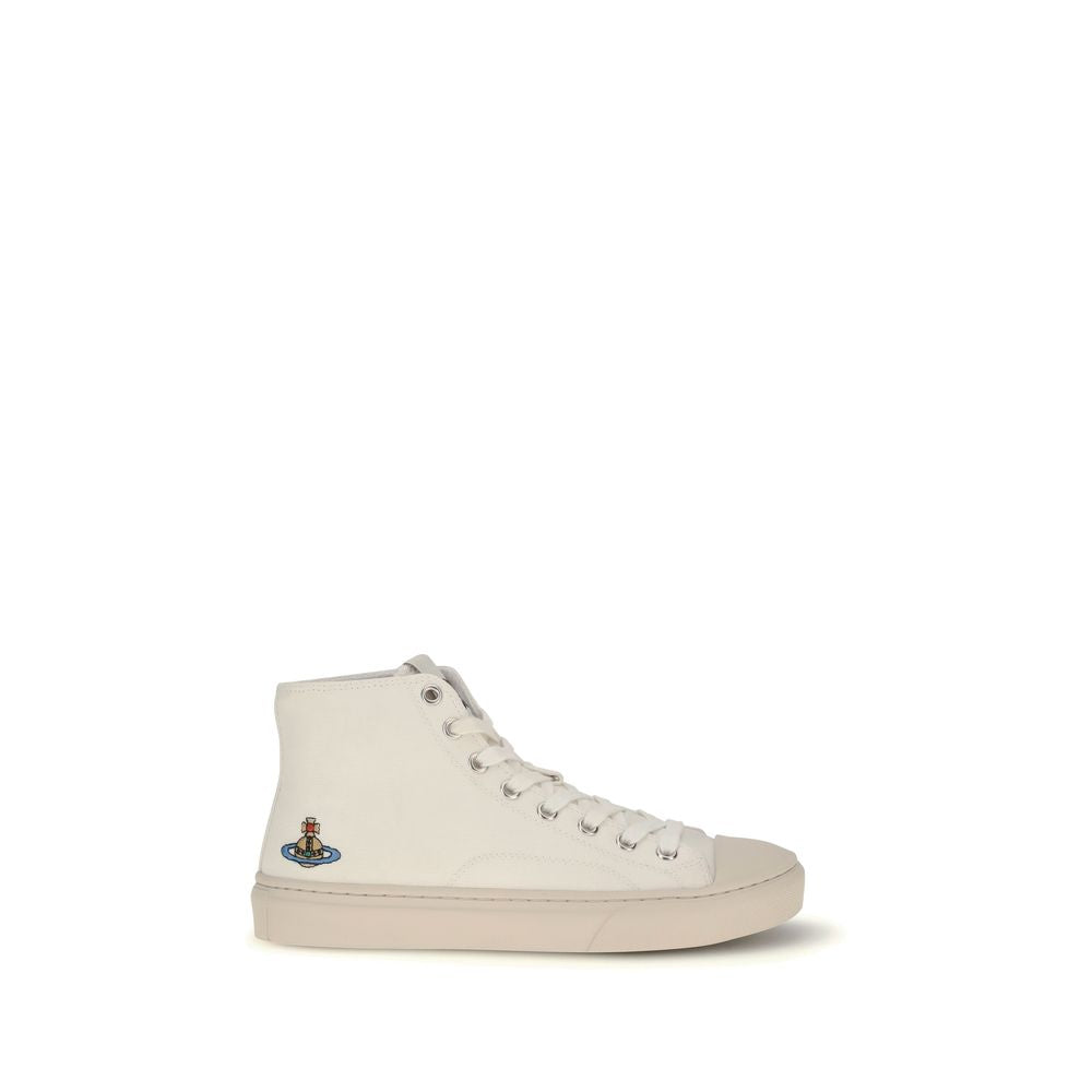 Weiße High-Top-Sneaker aus Baumwolle