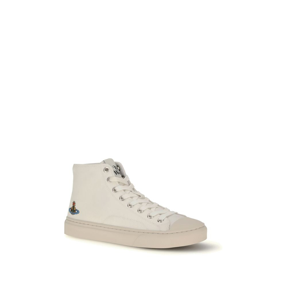 Weiße High-Top-Sneaker aus Baumwolle