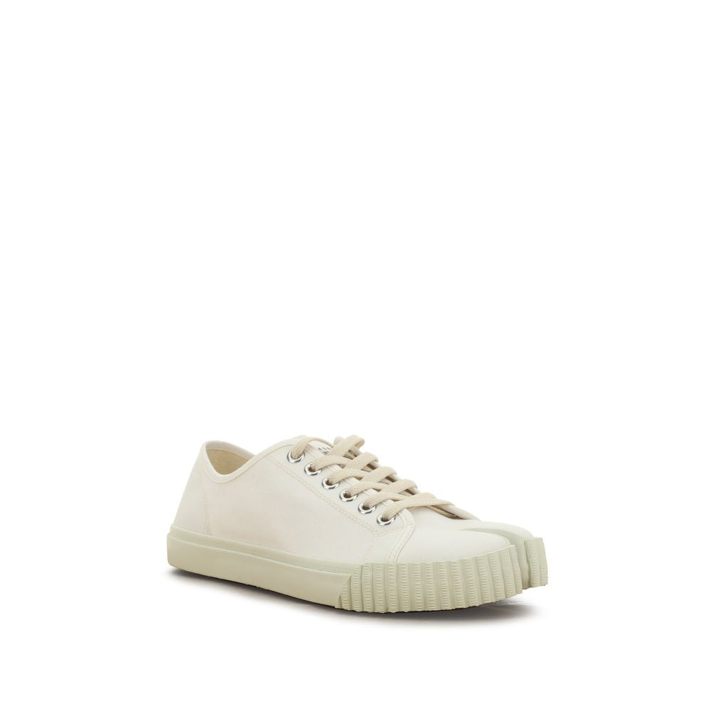 Weiße Baumwoll-Sneaker mit niedrigem Schaft