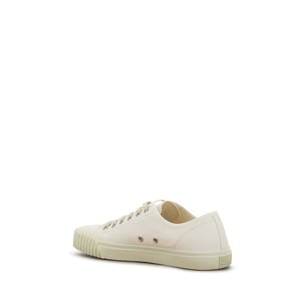 Weiße Baumwoll-Sneaker mit niedrigem Schaft