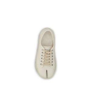 Weiße Baumwoll-Sneaker mit niedrigem Schaft