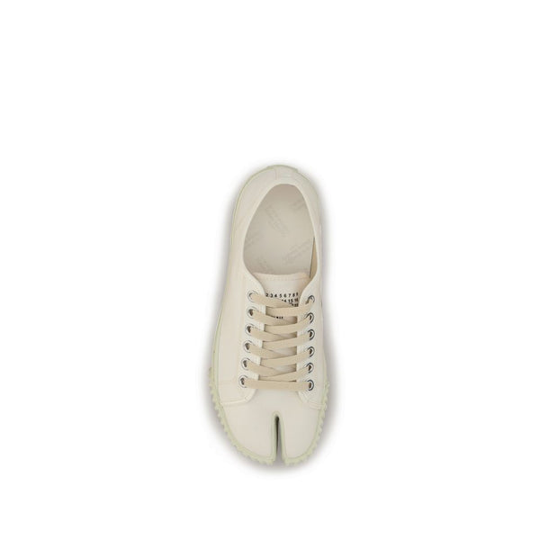 Weiße Baumwoll-Sneaker mit niedrigem Schaft