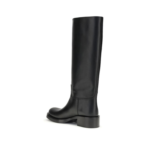 Schwarze Stiefel aus Kalbsleder mit hohem Absatz
